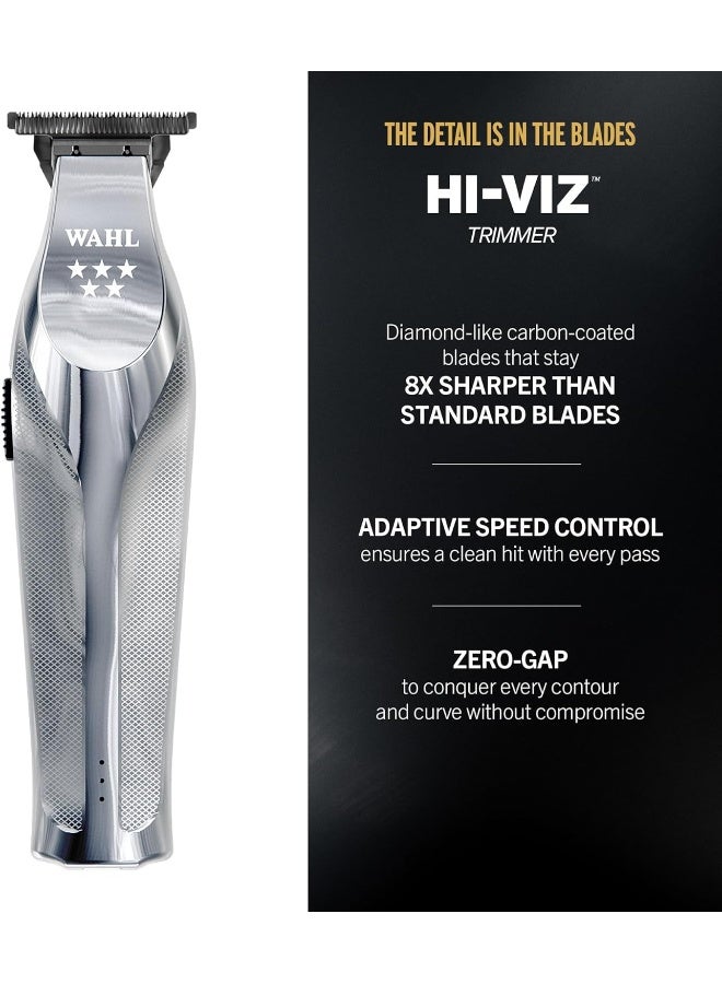 Wahl Professional 5 Star Hi-Viz Trimmer | Cord-Cordless | Metal Body | Hi-Viz T-Wide Blade | 3 Pin - GCC - Image 2