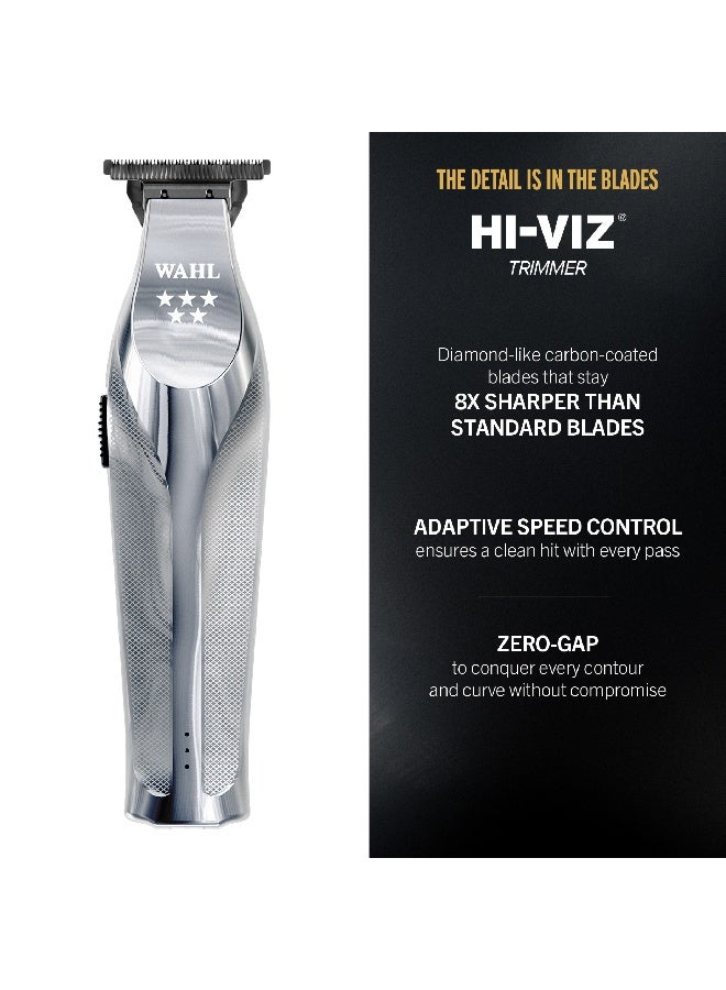 Wahl Professional 5 Star Hi-Viz Trimmer | Cord-Cordless | Metal Body | Hi-Viz T-Wide Blade | 3 Pin - GCC - Image 2