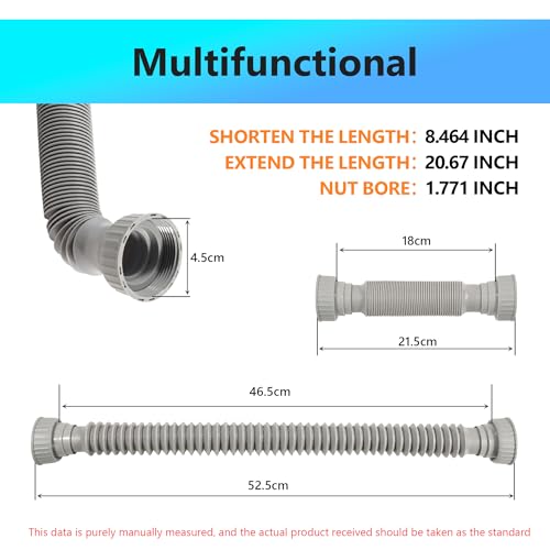 Rackickyer Sink Drain Pipe Kit 2 Pack Flexible Drain Pipe P Trap 8462067 Flexible P Trap Under Sink Plumbing for Bathroom and Kitchen 114 Adapter Included - Image 3