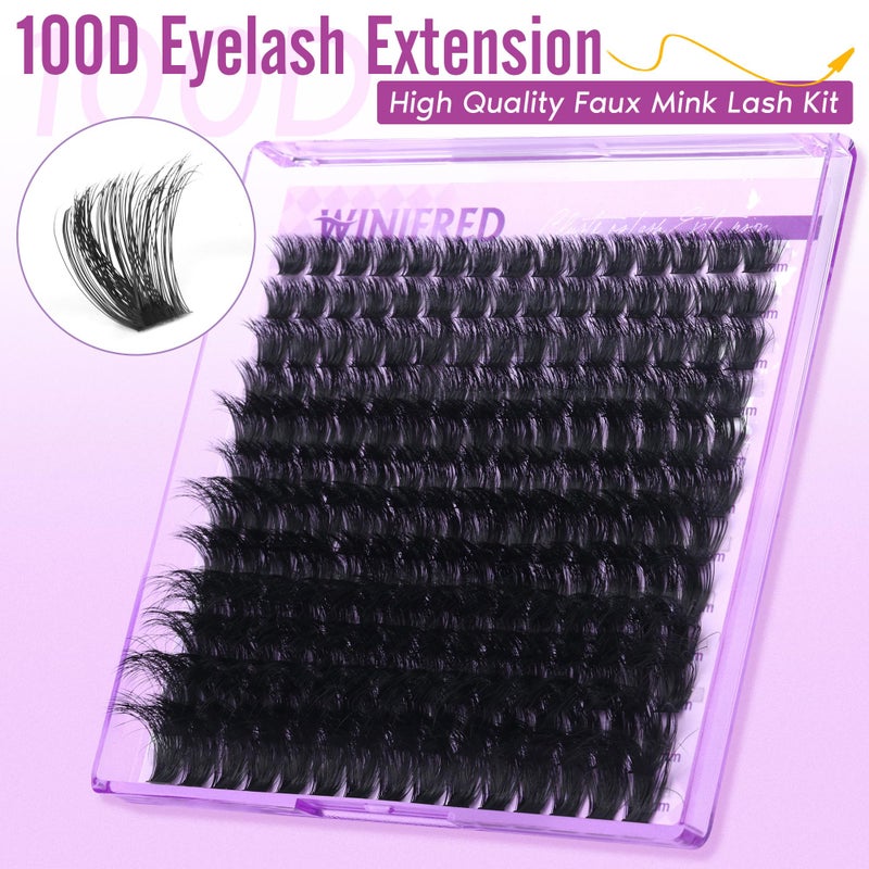 Winifred Lashes Extension Kit Thick Lash Clusters Kit 100D Volume Wispy Lash Clusters Mink Individual Lashes Kit DIY Lash Bond and Seal Lash Remover Lash Tweezers - Image 5