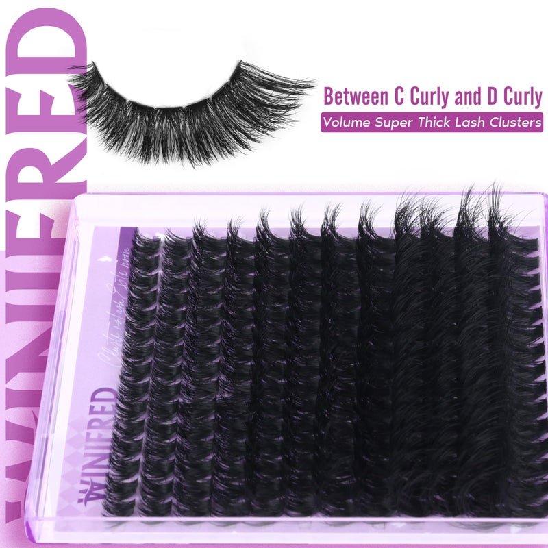 Winifred Lashes Extension Kit Thick Lash Clusters Kit 100D Volume Wispy Lash Clusters Mink Individual Lashes Kit DIY Lash Bond and Seal Lash Remover Lash Tweezers - Image 3