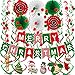 FECEDY Merry Christmas Banner Paper Fan Flower Circle Confetti Dots Hanging Garlandand Swirl Streamers Christmas Tree Christmas Snowman God Tang for Christmas Party Decoration - Image 3