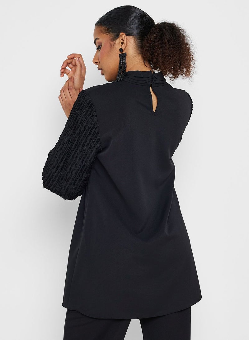 Montania Puff Sleeve High Neck Top - Image 2