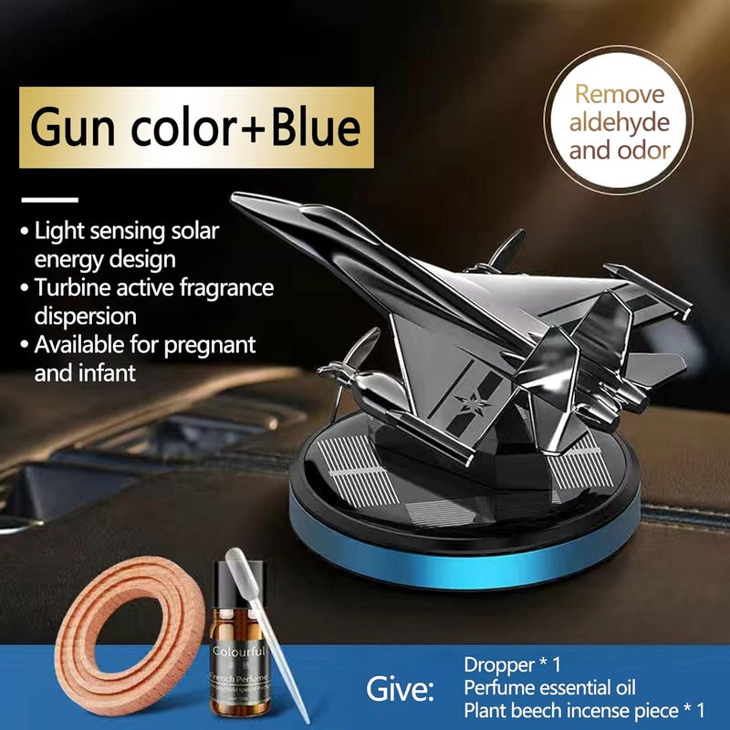 comfrt Solar Aircraft Car Aromatherapy Decor with Essential Oil, Solar Energy Rotating Helicopter Design Aromatherapy Diffuser Car Air Freshener Essential Oil Diffuser for Car Office Home - Image 2
