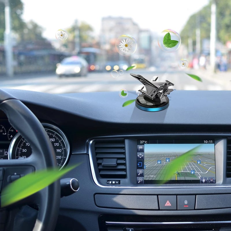 comfrt Solar Aircraft Car Aromatherapy Decor with Essential Oil, Solar Energy Rotating Helicopter Design Aromatherapy Diffuser Car Air Freshener Essential Oil Diffuser for Car Office Home - Image 5