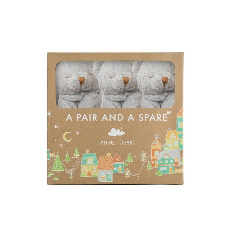 Angel Dear Unisex Baby Grey Bears Blankies Pair and A Spare 3 Piece Set OS