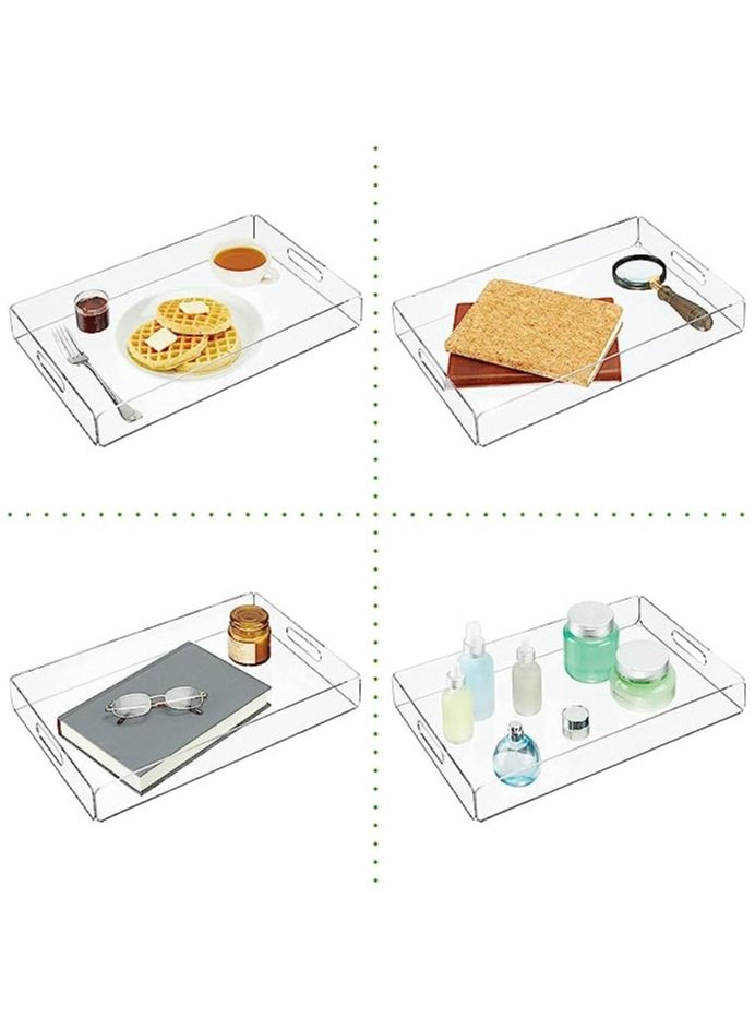 LAMSIT IBDAA Rectangle Acrylic Tray | Decorative Tray | Jewellery Tray | Coffee Tray |  Serve ware | Serving Platter - Clear - Image 4