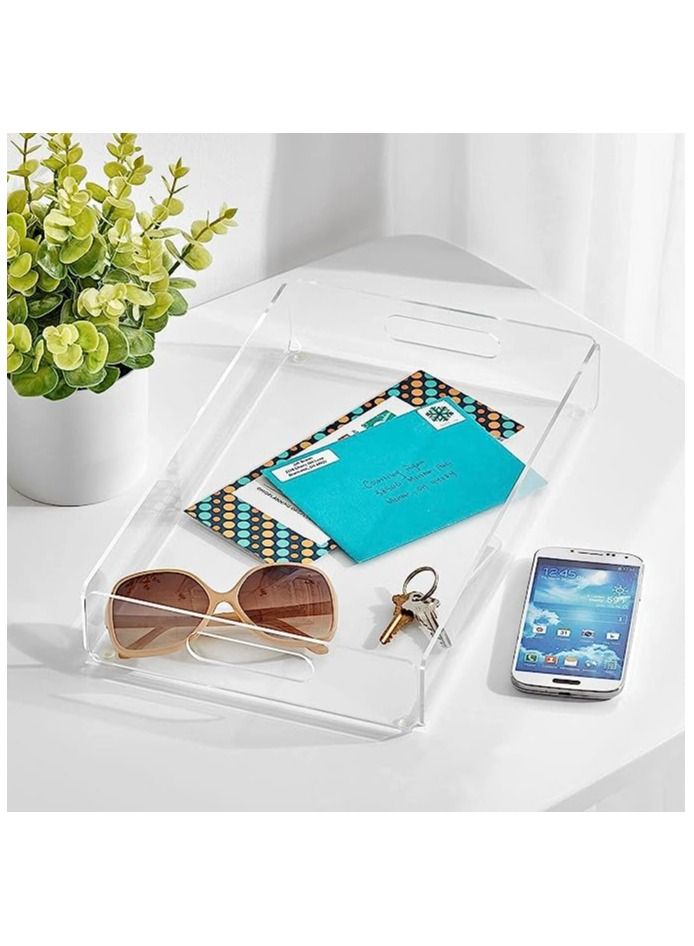 LAMSIT IBDAA Rectangle Acrylic Tray | Decorative Tray | Jewellery Tray | Coffee Tray |  Serve ware | Serving Platter - Clear - Image 3