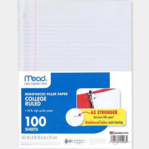 Mead Filler Paper, Loose Leaf Paper, Wide Ruled Paper, 150 Sheets, 10-1/2" x 8", White (15103) - Image 2