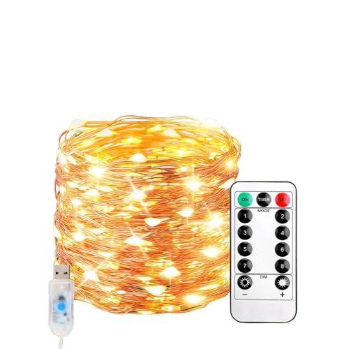 HUMAIZAR Warm White USB LED String Lights – 5M 8 Modes with Remote | Fairy Garland Lights for Wedding, Christmas, New Year, Holiday & Home Decor - Image 1