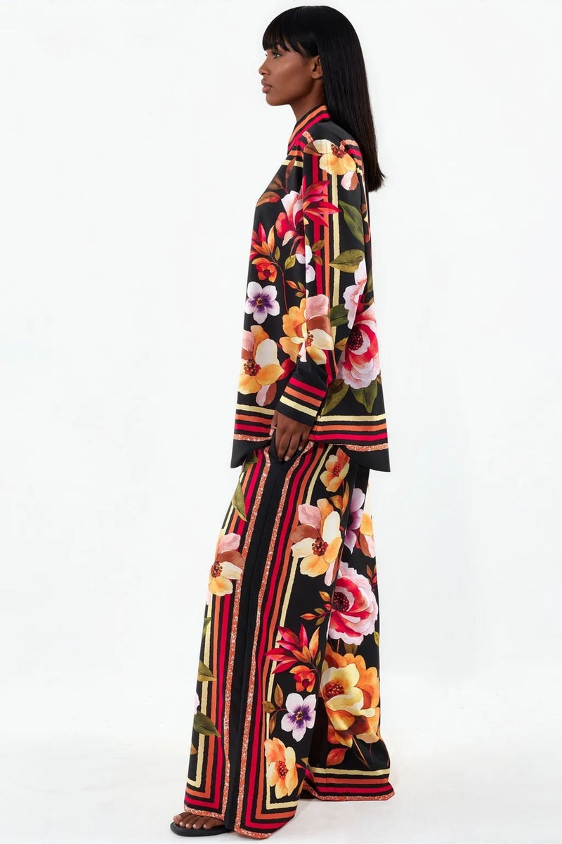 Jennyfer Floral Shirt And Wide-leg Trouser Set - Image 2