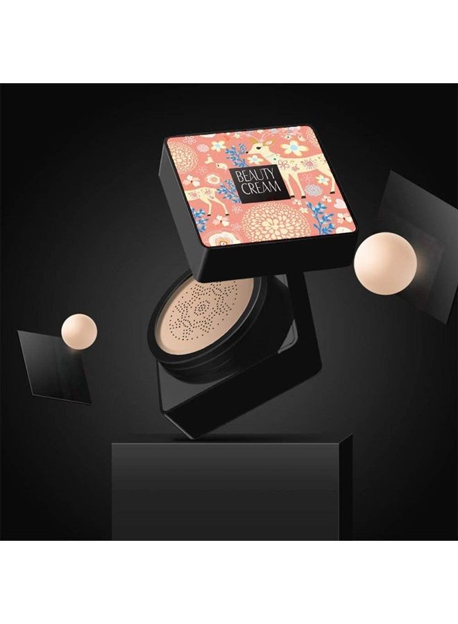 GL-Turelifes Mushroom Head Air Cushion Foundation CC Cream Water Feeling Flawless BB Cream Moisturizing Oil Control, Lightweight & Smoothing Natural Concealer (Apricot) 