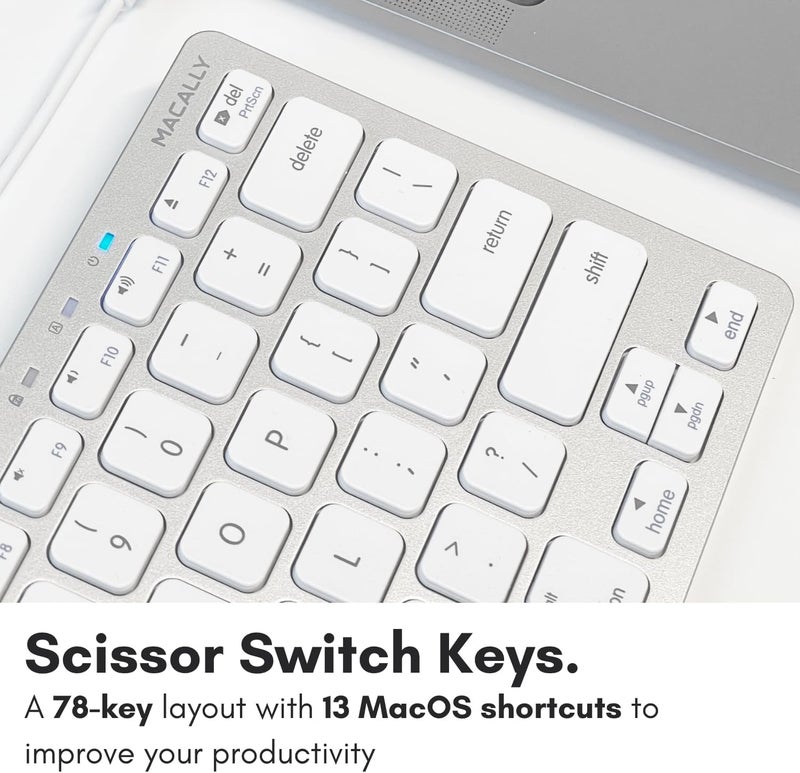 Macally Small Wired Keyboard for Mac and Windows - 78 Scissor Switch Keys Compatible Apple Keyboard for MacBook Pro/Air, iMac, Mac mini/Pro - Plug and Play USB That Saves Space and Looks Great - Image 4