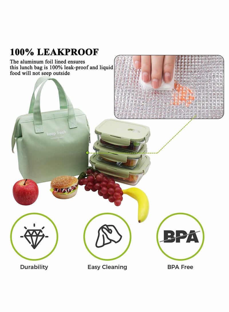 Lunch Bag Bento Bag, Thickened Thermal Insulation Refrigerated Tote Box Carrying for Students Ladies Men Picnic Work Outdoor (Light Green)  - Image 4