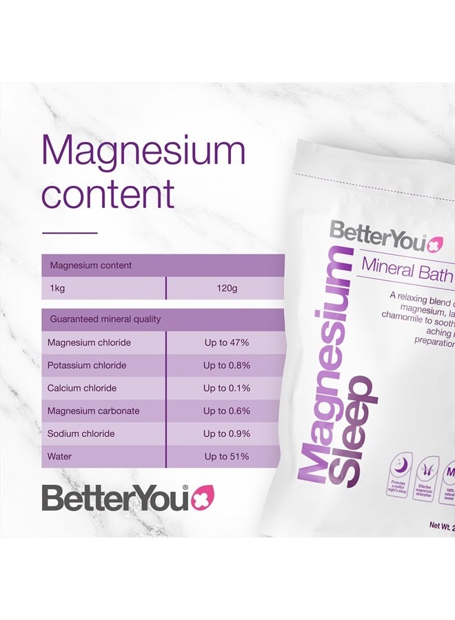 BetterYou Magnesium Sleep Mineral Bath Flakes | Zechstein Magnesium Infused with Lavender & Chamomile to Soothe Aching Muscles | Relaxing Essential Oils for Deep Sleep | 1kg - Image 2