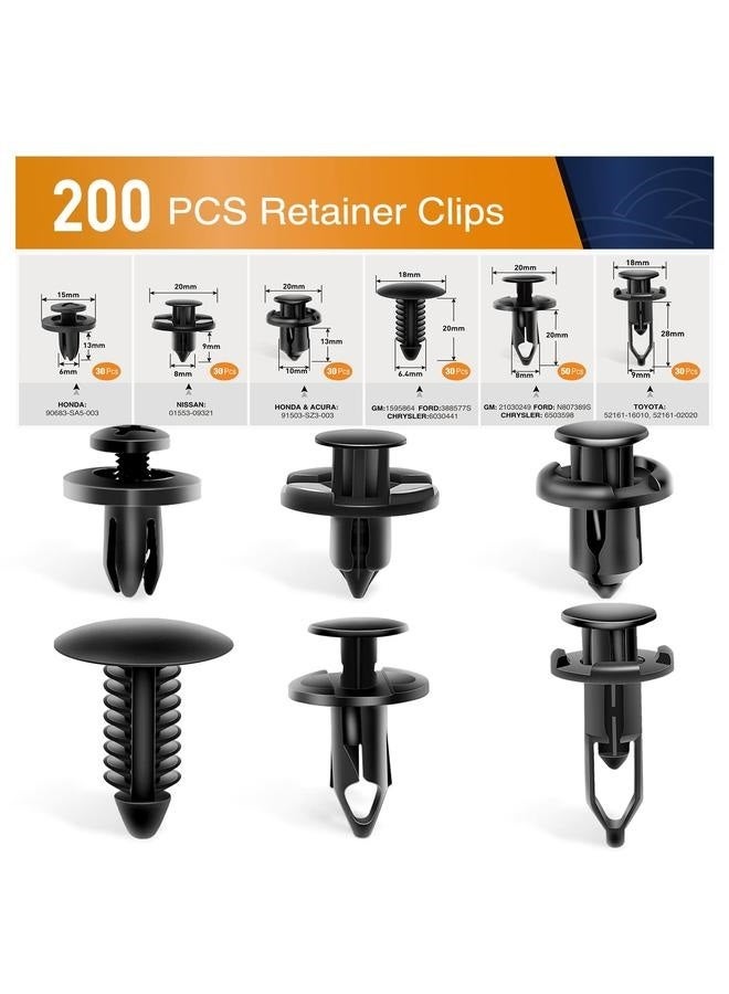 Generic Universal Plastic Fender Clips,200 Pcs Push per Fastener Rivet Clips with 6 Size Auto Body Retainer Clips pers  - Image 1