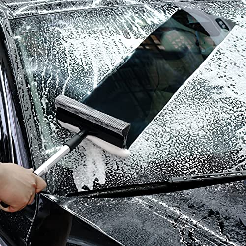 Polyte Window Squeegee for Car Windshields and Window Cleaning Tool, Extendable Aluminum Handle 14-20 in. (Black) - Image 5