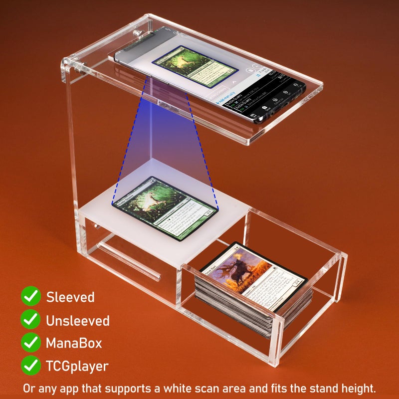 Aizesuro Clear Acrylic Sleeved MTG Cards Scanner Stand, Photo Stand, Trading Card Scanstand Compatible with Manabox, TCGplayer App, Sleeved and Unsleeved Cards Accessories - Image 2