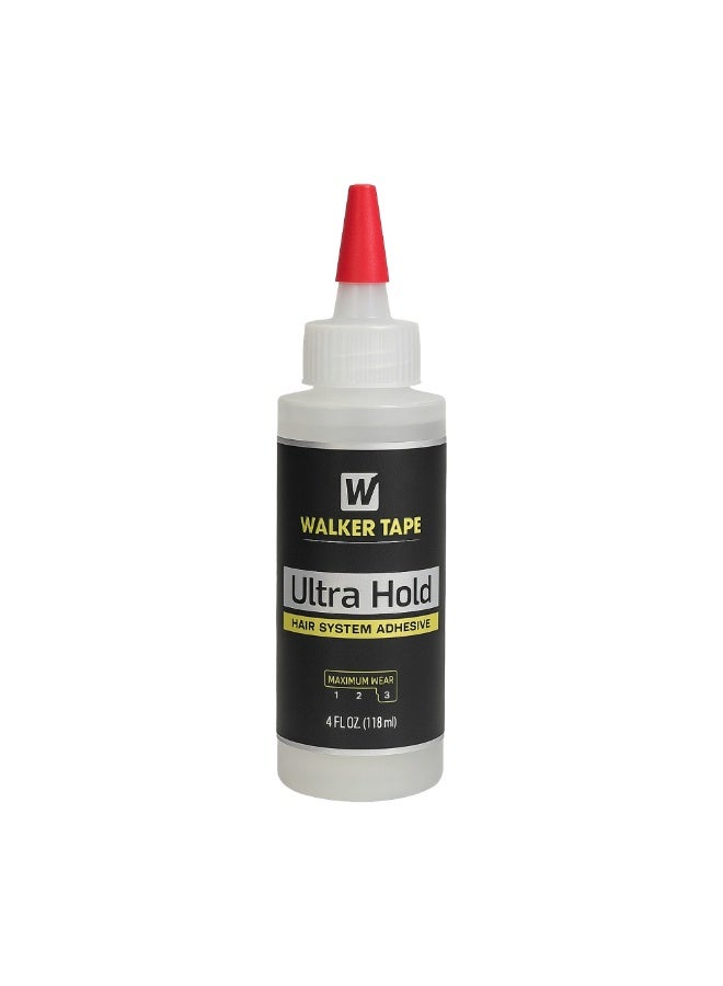 Walker Tape Ultra Hold Liquid Adhesive for Hair Systems – 4 fl oz Brush-On Bonding Glue – Strong Long Hold Wig Glue – Waterproof, Clear Drying, Skin-Safe Adhesive for Lace Wigs, Toupees & Extensions - Image 1