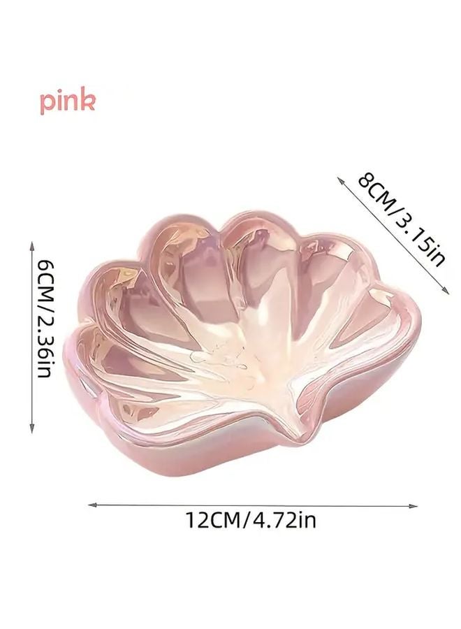 Pink Shell Soap Tray With Drainage Heart Cutouts Modern Bathroom Organizer - Image 4