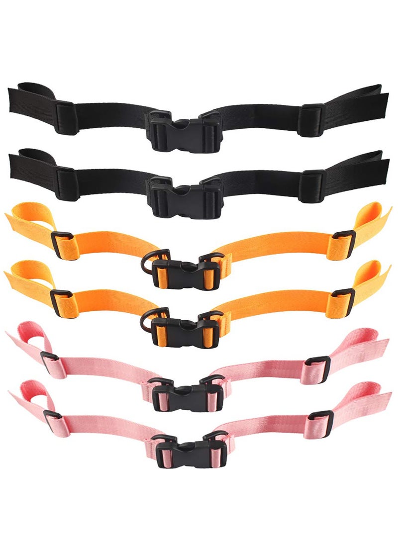 SOLARAE Backpack Chest Straps, Anti Slip Chest Strap Nylon Sternum Strap Backpack Chest Harness Adjustable Chest Strap for Rucksack Backpack (Black, Pink, Orange)6 Pieces - Image 1