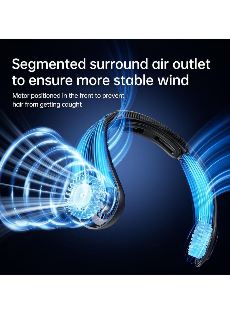 جيسيو لايف مروحة رقبة محمولة JISULIFE مطورة - مروحة بدون شفرات تعمل بدون استخدام اليدين ببطارية 5000 مللي أمبير وتعديل 5 سرعات ودعم مريح للرقبة للرجال والنساء - Image 3