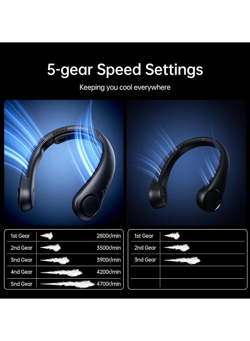 جيسيو لايف مروحة رقبة محمولة JISULIFE مطورة - مروحة بدون شفرات تعمل بدون استخدام اليدين ببطارية 5000 مللي أمبير وتعديل 5 سرعات ودعم مريح للرقبة للرجال والنساء - Image 4