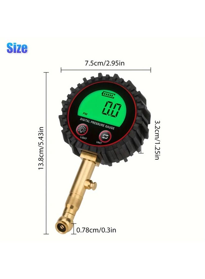 Digital Tire Pressure Gauge 3 255 PSI Analog Display Black - Image 2