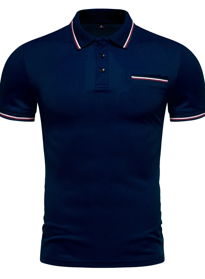 Take Two Take Two Men Navy Striped Polo Shirt