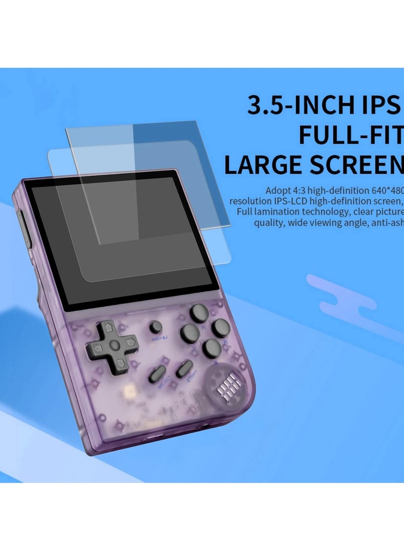 ANBERNIC  Anbernic RG35XX Handheld Game Console Retro Games Consoles with 3.5 Inch IPS Screen 64G TF Card 5474 Classic Games 2100mAh Battery Support Linux, HDMI and TV Output Purple  - Image 3