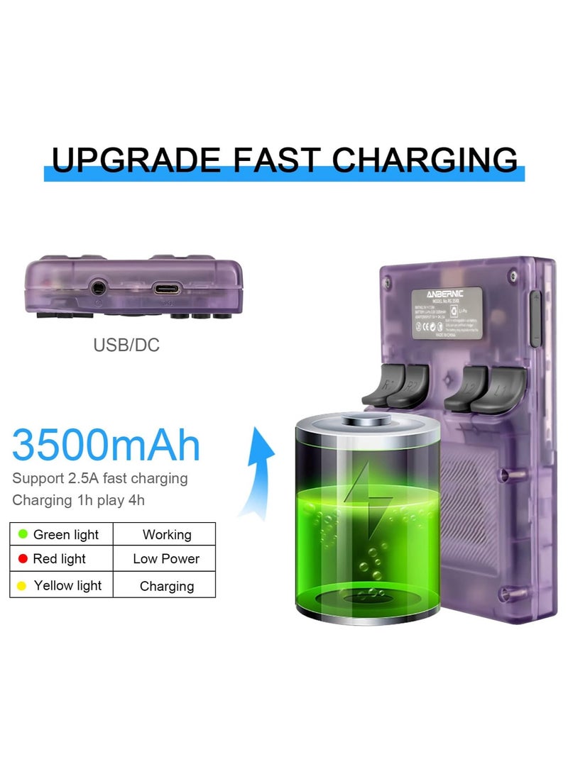 ANBERNIC  Anbernic RG35XX Handheld Game Console Retro Games Consoles with 3.5 Inch IPS Screen 64G TF Card 5474 Classic Games 2100mAh Battery Support Linux, HDMI and TV Output Purple  - Image 4