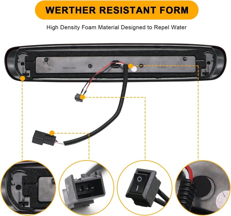 Mynoway Smoked Lens 3rd Third Brake Light Replacement for Sierra/Silverado 1500 2500 3500 & HD 2007-2013, H3T 2009-2010 - Image 5
