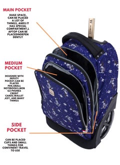 Wires 3 Piece Kids School Trolley Bag laptop compartment Big Wheels With Lunch bag & Pencil Case  - Image 4