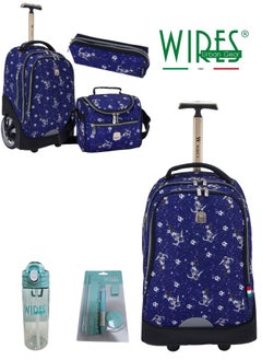 Wires 3 Piece Kids School Trolley Bag laptop compartment Big Wheels With Lunch bag & Pencil Case  - Image 5