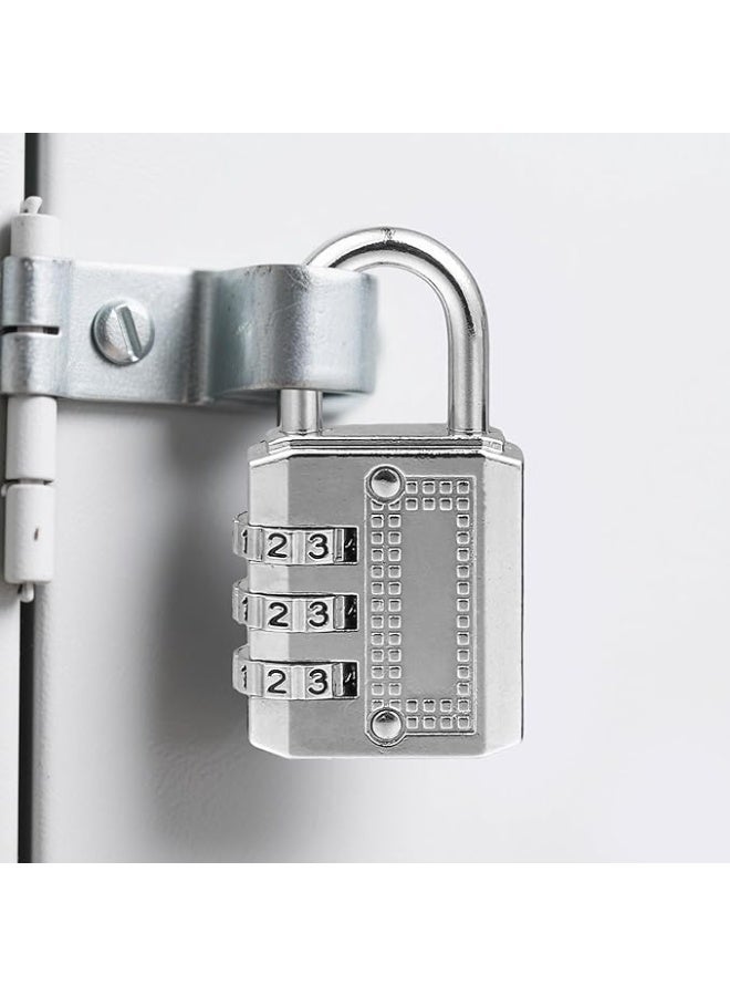 3 Digit Small Combination Lock Small Padlock for Mini Lockers, Travel Padlocks, Diary, Boxes, Luggage, Backpacks, Silver - Image 1