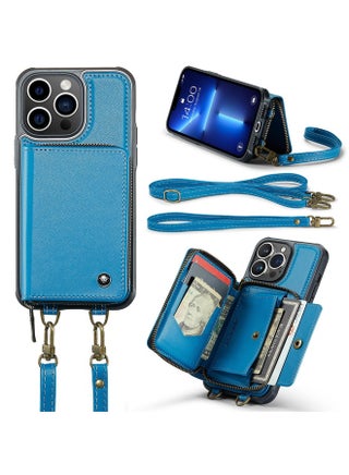 Case Cover For iPhone 13 Pro Max JEEHOOD C22 Series Zipper Wallet Leather Phone Case with Dual Lanyard(Blue) - pzsku/Z96A4EEE690CF7EC36606Z/45/1753823951/6095cf75-2ff7-4c81-a533-c817206a7d6e