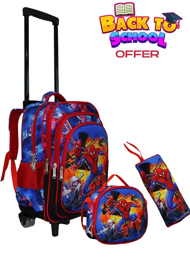 Bravo - Kids School Trolley Backpack 3 Pcs set with Pencil Case and lunch bag for boys and girls - Image 1