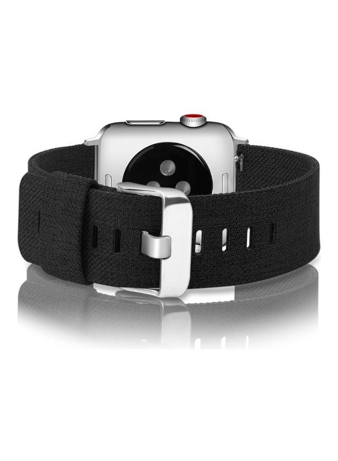 NIBEMINENT D Style Canvas Wrist Strap For Apple Watch Series 7/6/SE/5/4/3/2/1 45/44/42mm Black - Image 5