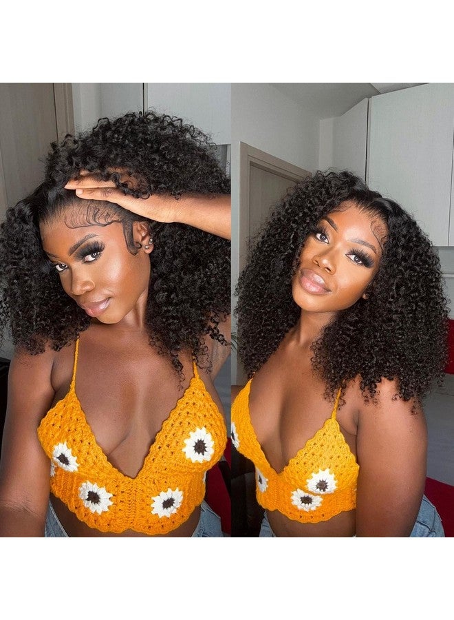 بلاي 6X4 HD الدانتيل غلويليس بوب شعر مستعار شعر بشري جاهز للارتداء والذهاب قصير بوب الدانتيل قبل قطع شعر مستعار الأفرو غريب مجعد 4C الشعر 16 بوصة للنساء قبل قطعها اللون الأسود الطبيعي - Image 1