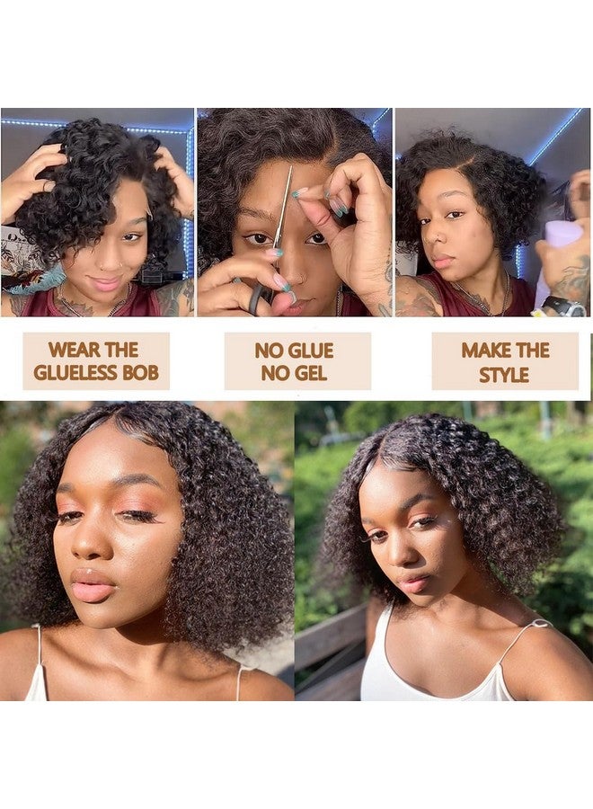 بلاي 6X4 HD الدانتيل غلويليس بوب شعر مستعار شعر بشري جاهز للارتداء والذهاب قصير بوب الدانتيل قبل قطع شعر مستعار الأفرو غريب مجعد 4C الشعر 16 بوصة للنساء قبل قطعها اللون الأسود الطبيعي - Image 5