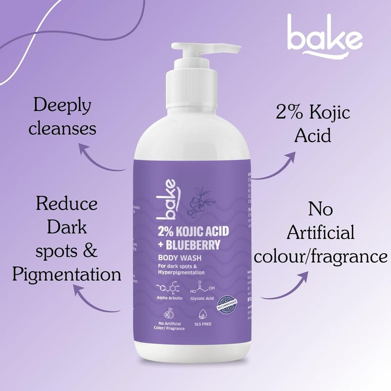 BAKE 2 Kojic Acid Brightening Body Wash with Glycolic Acid  Alpha Arbutin  DeTan Body Wash  For Pigmentation  Tan Removal  For Dark Knees  Elbows  Dark Spots  Sun Damage  250ml - Image 5