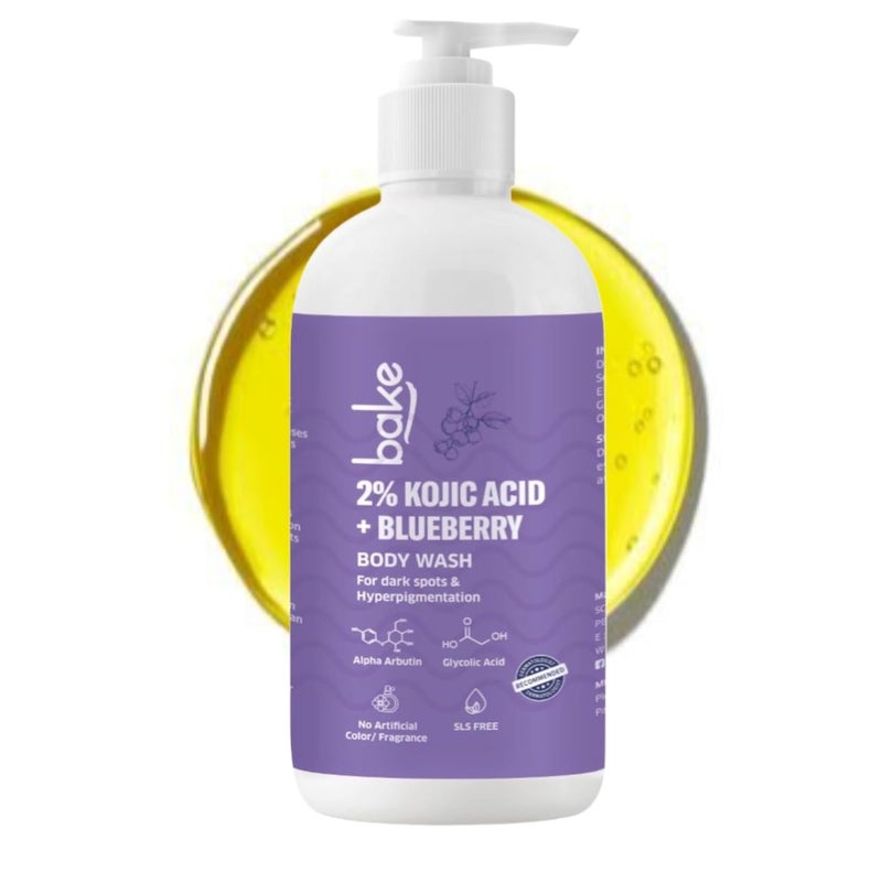 BAKE 2 Kojic Acid Brightening Body Wash with Glycolic Acid  Alpha Arbutin  DeTan Body Wash  For Pigmentation  Tan Removal  For Dark Knees  Elbows  Dark Spots  Sun Damage  250ml - Image 1