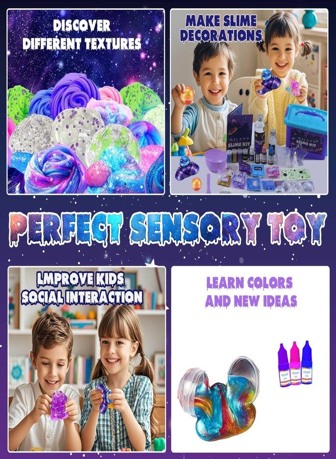 Funewest Slime Kit for Kids, Mini Galaxy Ball Slime Making Kit with Glow in The Dark Stickers, Glitter, Beads & Charms - Creative DIY Craft Kit & Stress Relief Sensory Toy Gifts for Girls Ages 6-12 - Image 2