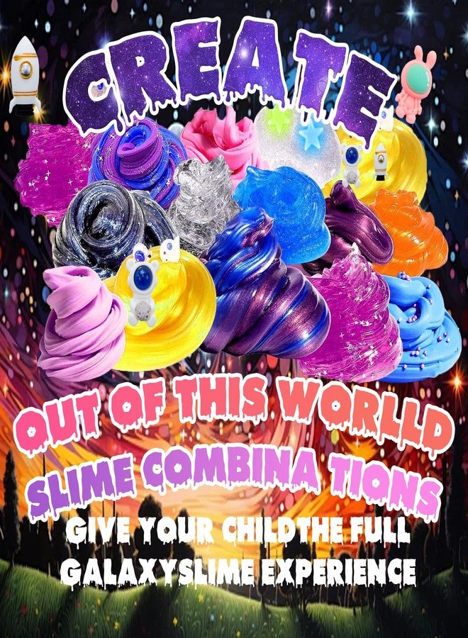Funewest Slime Kit for Kids, Mini Galaxy Ball Slime Making Kit with Glow in The Dark Stickers, Glitter, Beads & Charms - Creative DIY Craft Kit & Stress Relief Sensory Toy Gifts for Girls Ages 6-12 - Image 3