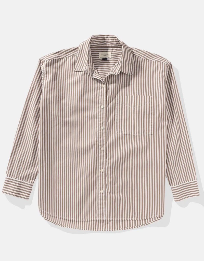 American Eagle Striped Logn Sleeve Button Down Shirt