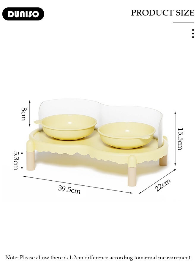 DUNISO 2-in-1 Ceramic Cat Bowl and Stand,Sturdy And Stable Stand with Two Bowl 8cm High Baffle,Anti-Spill Anti-Mess Non-Skid Pet Feeder,Raised Feeding Dishes for Cats and Small Dogs - Image 2