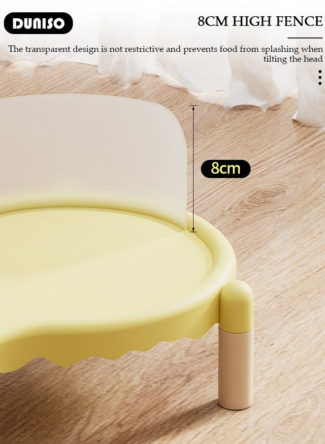 DUNISO 2-in-1 Ceramic Cat Bowl and Stand,Sturdy And Stable Stand with Two Bowl 8cm High Baffle,Anti-Spill Anti-Mess Non-Skid Pet Feeder,Raised Feeding Dishes for Cats and Small Dogs - Image 3