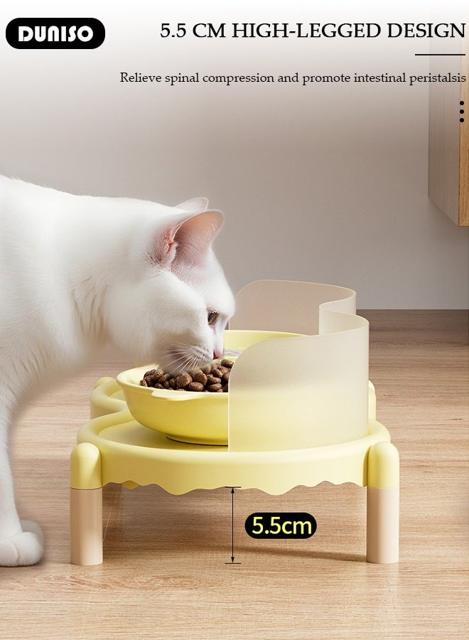 DUNISO 2-in-1 Ceramic Cat Bowl and Stand,Sturdy And Stable Stand with Two Bowl 8cm High Baffle,Anti-Spill Anti-Mess Non-Skid Pet Feeder,Raised Feeding Dishes for Cats and Small Dogs - Image 5