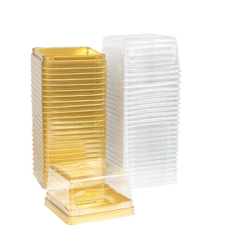Aeojoor Clear Plastic Mini Cake Boxes, Square Cupcake Holders, Mini Dessert Packaging with Lids for Cupcakes, Macarons, Muffins Baking Gifts (25 Pack) - Image 1