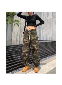 Retro American High Street Camouflage Work Pants Hiphop Slim Fit Trousers Men Women Cuffed Casual Pants Trendy Brand Camouflage Pants